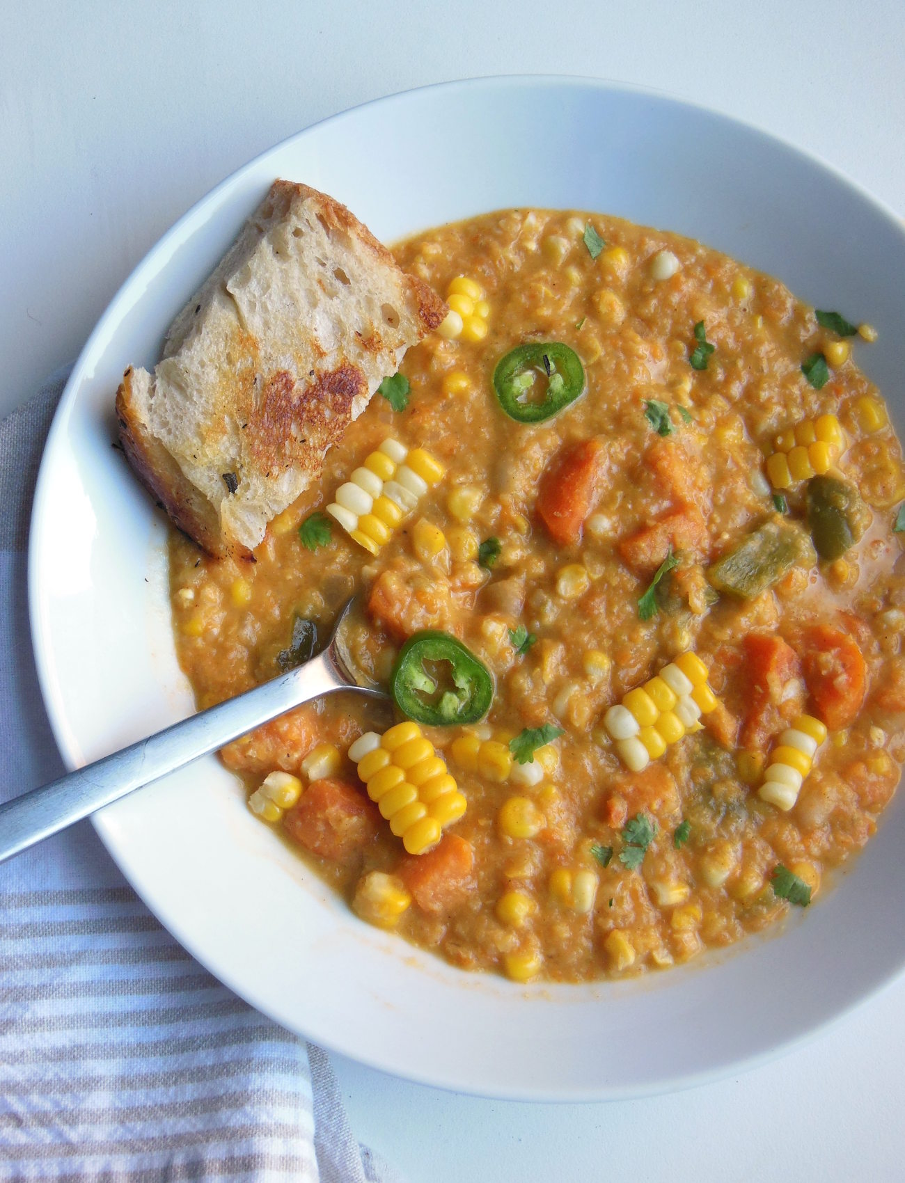 Sweet Potato Corn Chowder {Vegan} | Chef Shiv